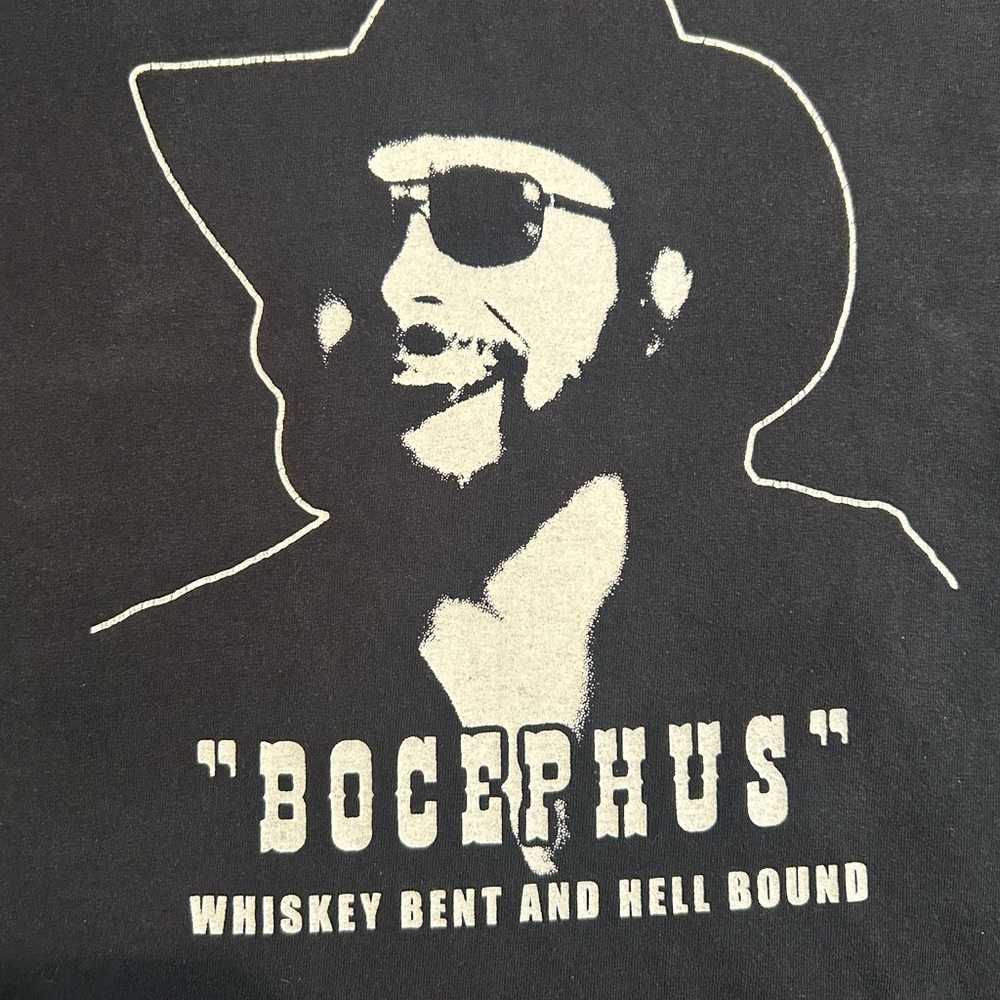 Men's Black Graphic Tee with 'Bocephus' Print Jerezees Vintage